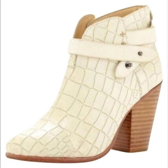 rag & bone Shoes - Rag Bone Harrow Crocodile Embossed Ankle Boot Off White.  SZ36